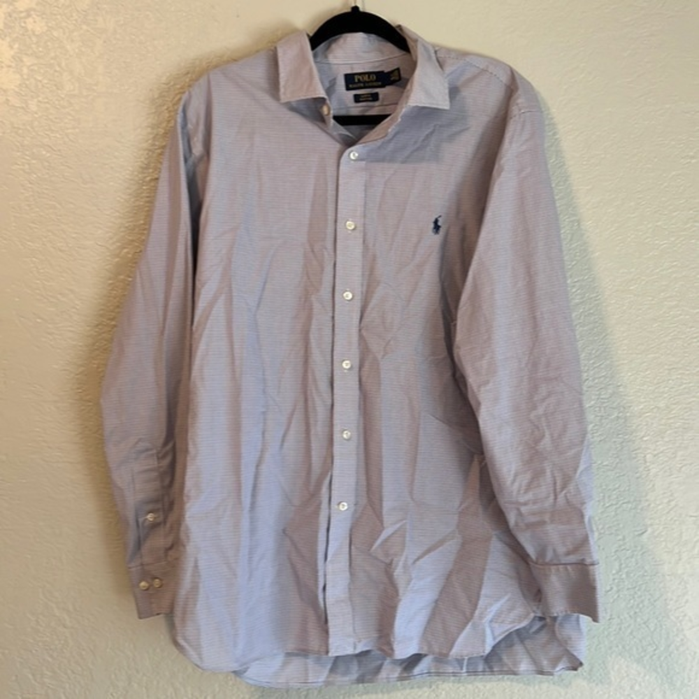 Polo By Ralph Lauren Long Sleeve Button Down Slim Fit Dress Shirt Men's Sz 17.5